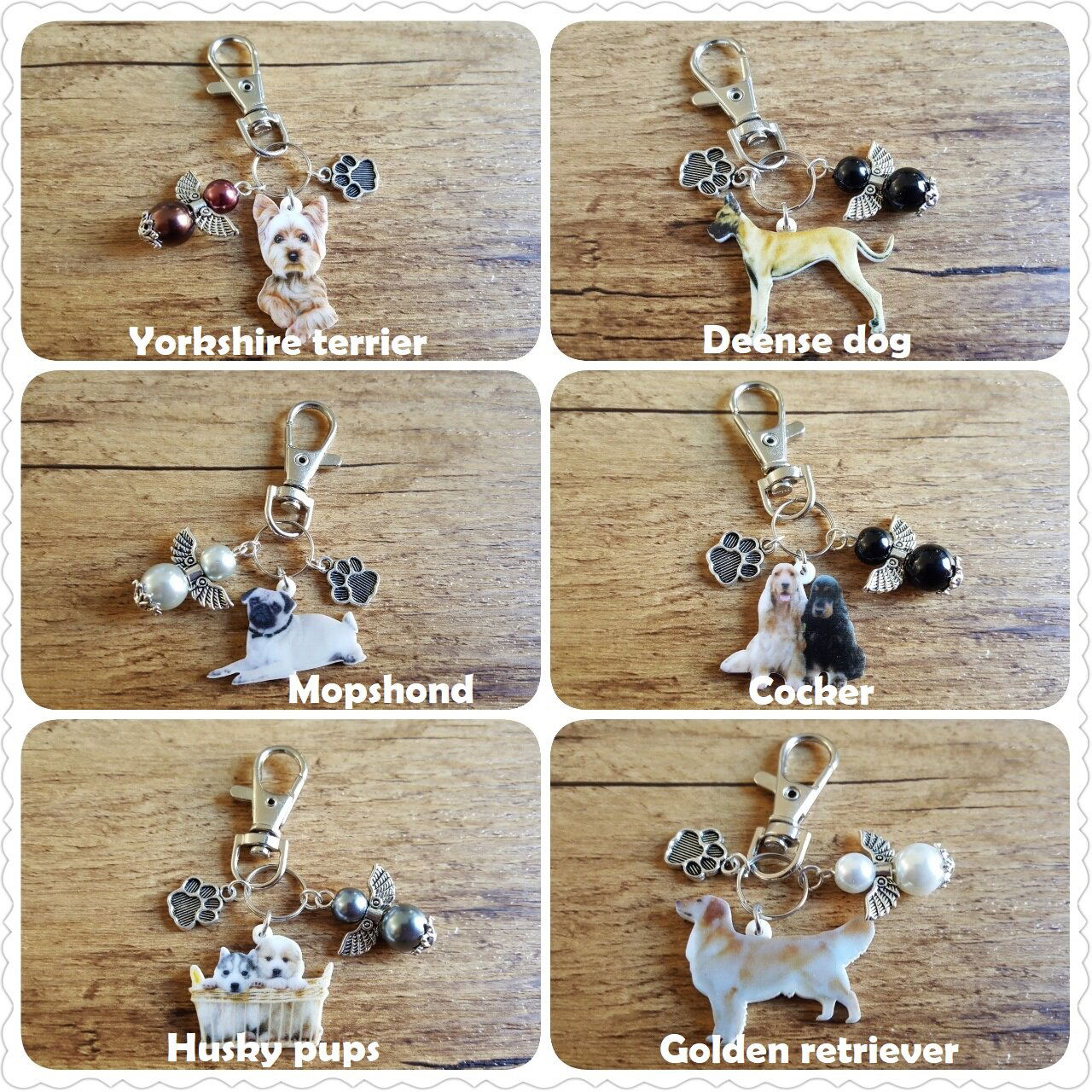 Sleutelhanger Black & tan king charles spaniel met geluksengeltje zwart NIEUW - Afbeelding 3
