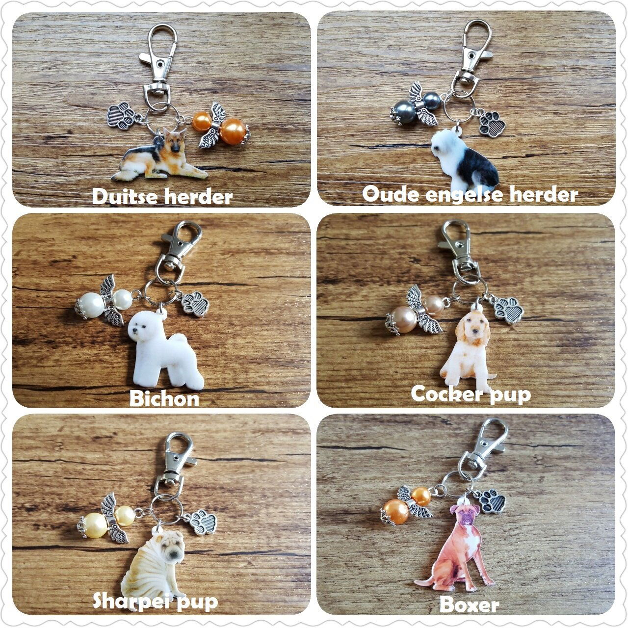 Sleutelhanger Black & tan king charles spaniel met geluksengeltje zwart NIEUW - Afbeelding 4