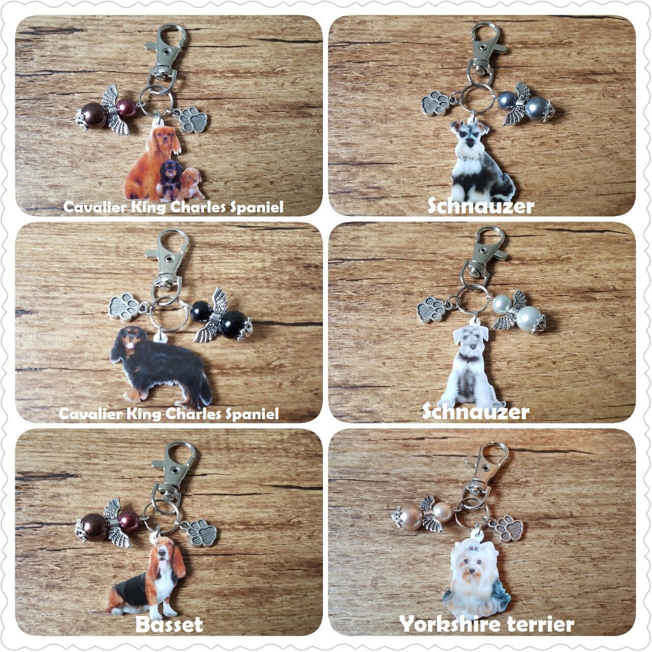 Sleutelhanger Black & tan king charles spaniel met geluksengeltje zwart NIEUW - Afbeelding 6