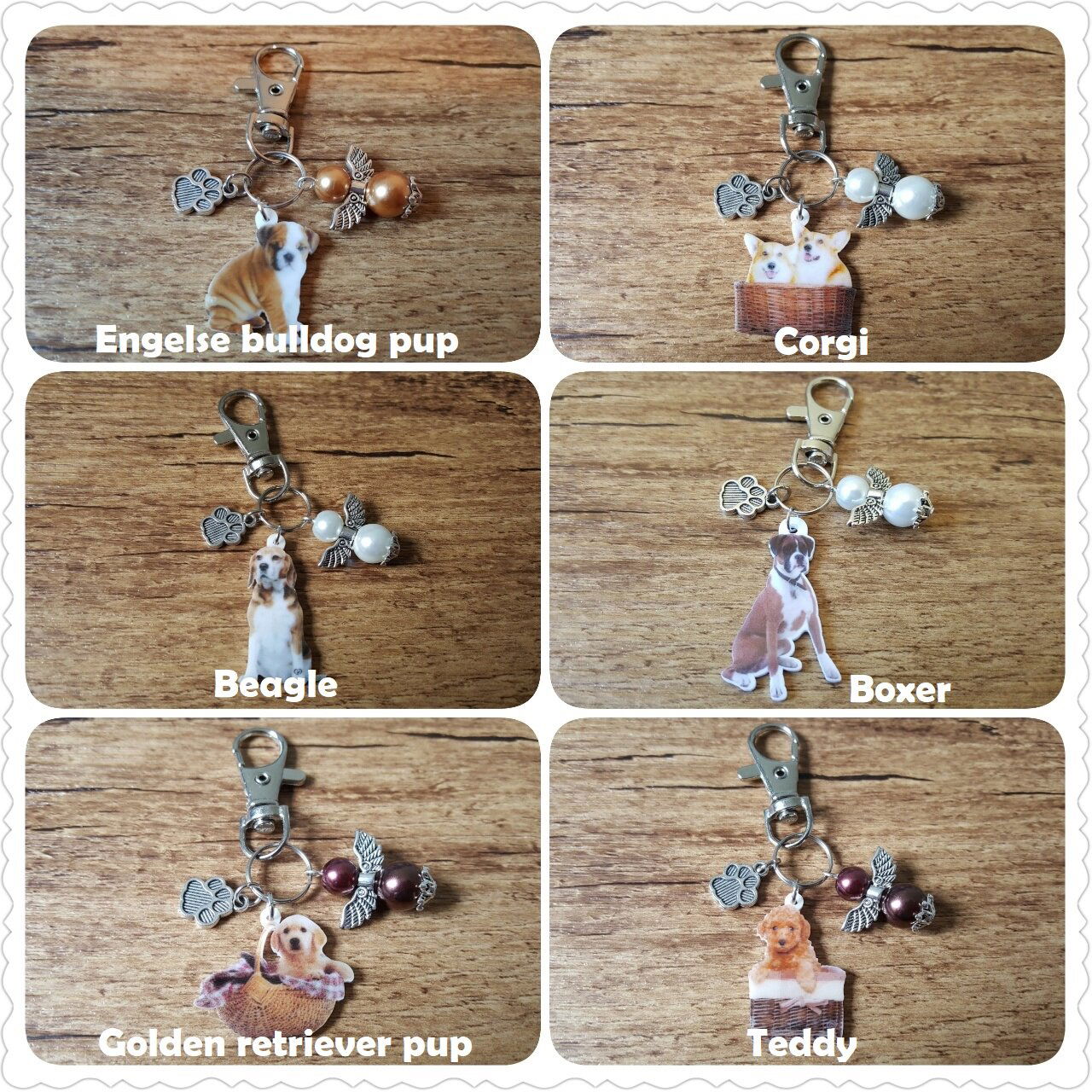 Sleutelhanger Black & tan king charles spaniel met geluksengeltje zwart NIEUW - Afbeelding 7
