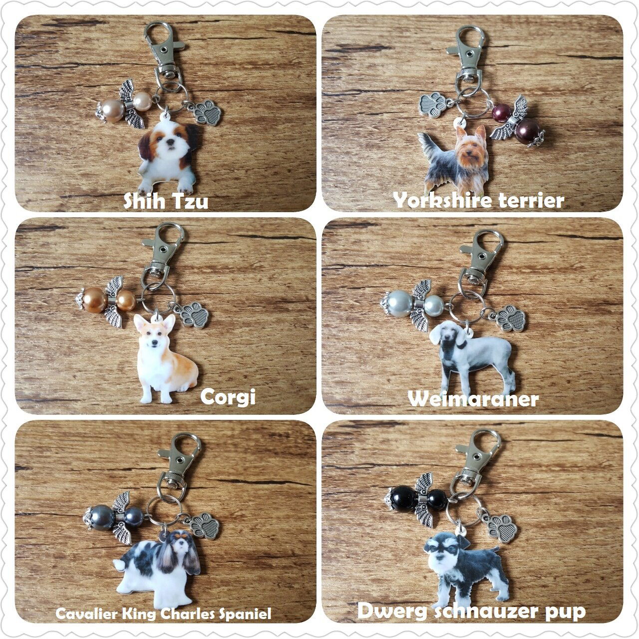 Sleutelhanger Siberische husky met guardian lucky angel wit NIEUW - Afbeelding 5