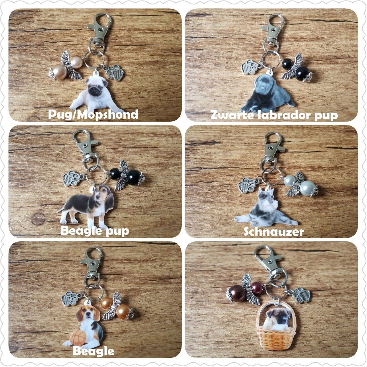 Sleutelhanger Siberische husky met guardian lucky angel wit NIEUW - Afbeelding 6