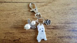 Sleutelhanger West highland white terrier met bescherm engeltje wit NIEUW