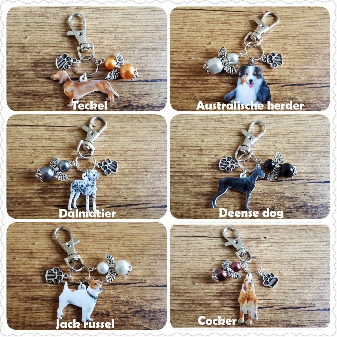Sleutelhanger West highland white terrier met bescherm engeltje wit NIEUW - Afbeelding 5