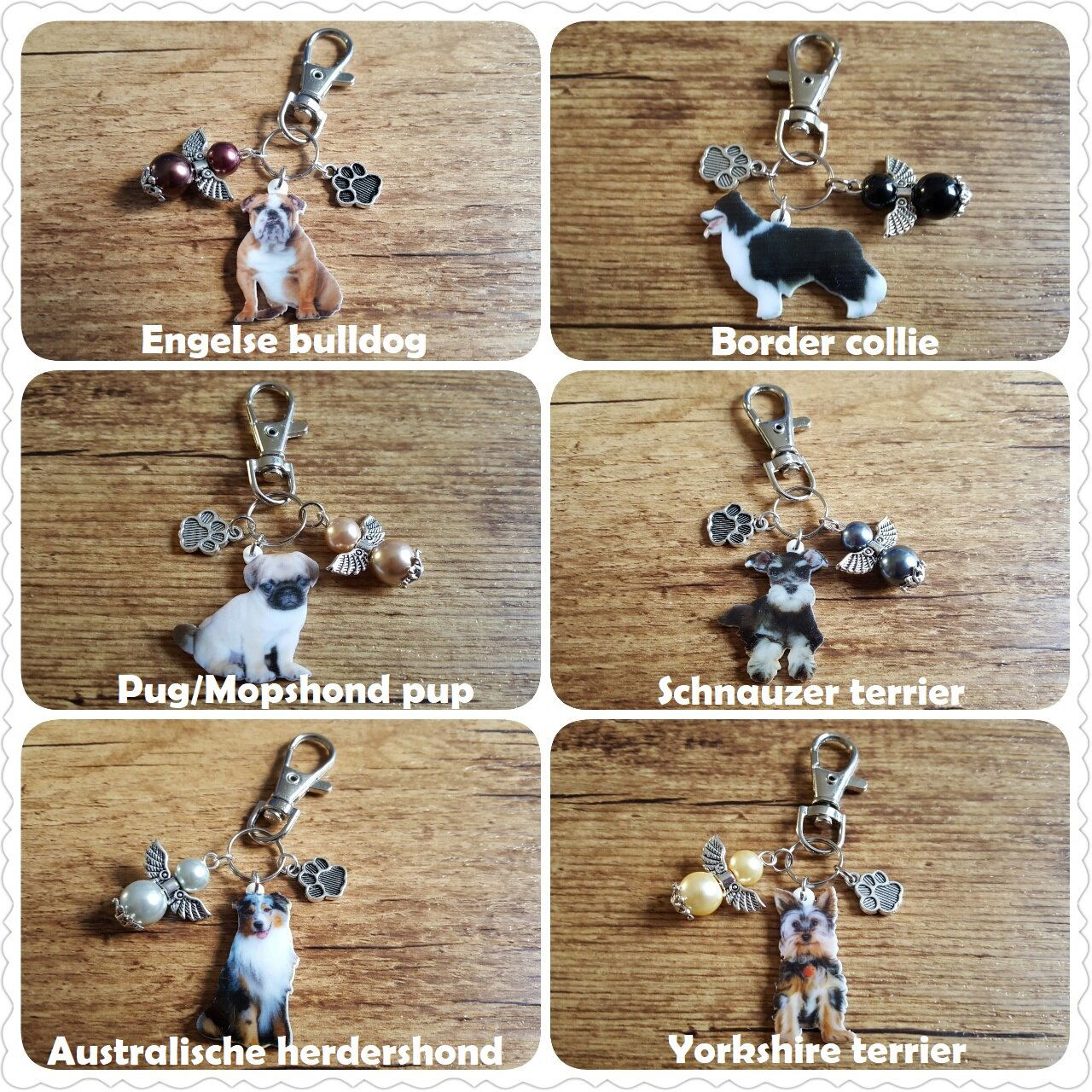 Sleutelhanger Pomeriaan Pommeren met beschermengeltje brons NIEUW - Afbeelding 4