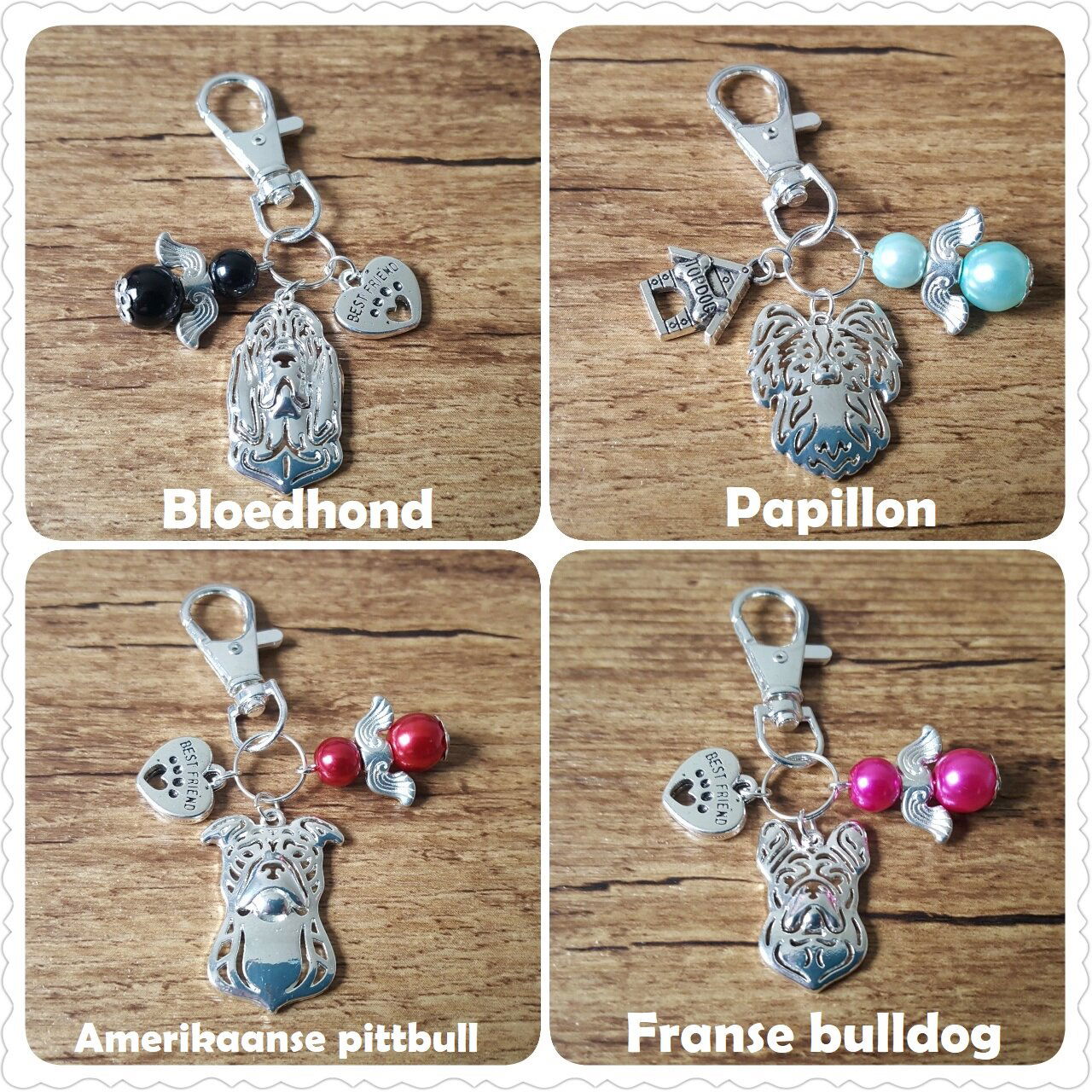 Sleutelhanger Bloedhond silver plated met beschermengeltje NIEUW - Afbeelding 3