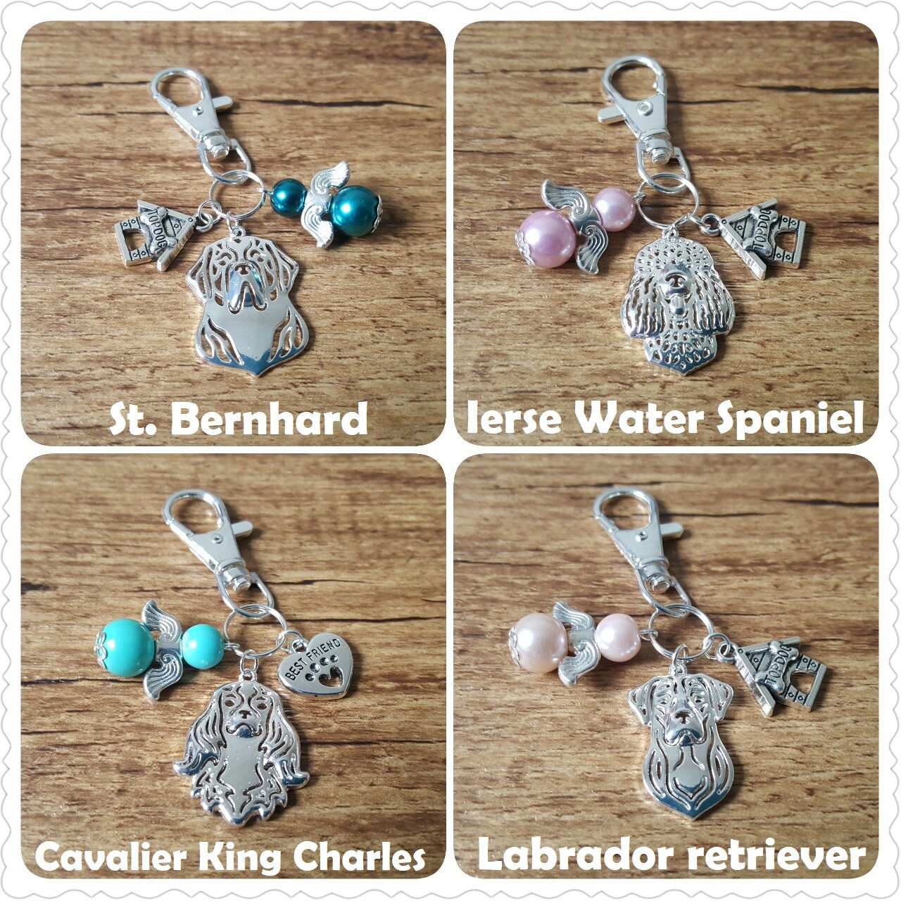 Sleutelhanger Bloedhond silver plated met beschermengeltje NIEUW - Afbeelding 5