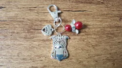 Sleutelhanger Amerikaanse Pitbull silver plated met bescherm engeltje NIEUW