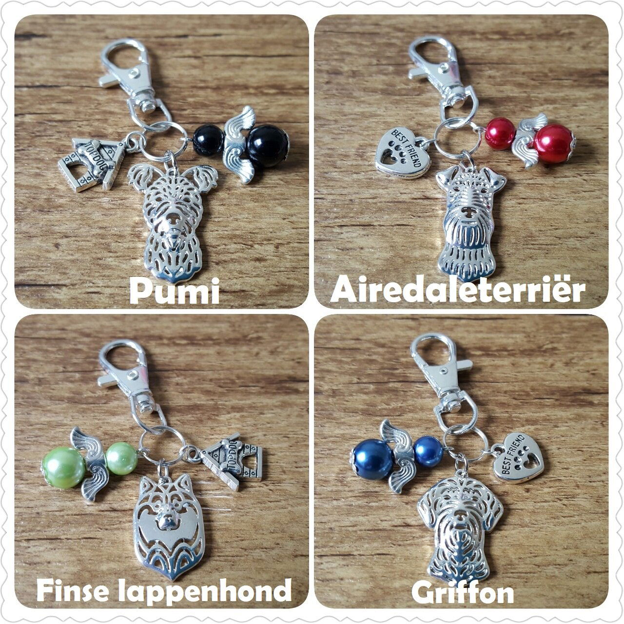 Sleutelhanger Amerikaanse Pitbull silver plated met bescherm engeltje NIEUW - Afbeelding 5