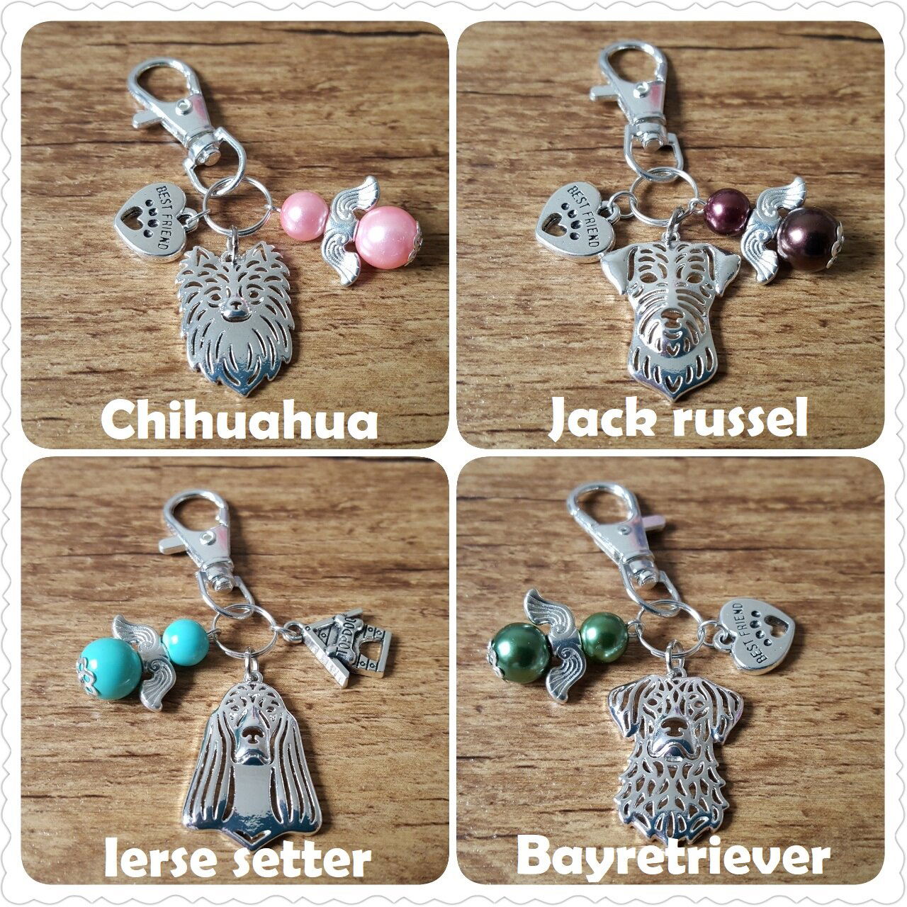Sleutelhanger Amerikaanse Pitbull silver plated met bescherm engeltje NIEUW - Afbeelding 7