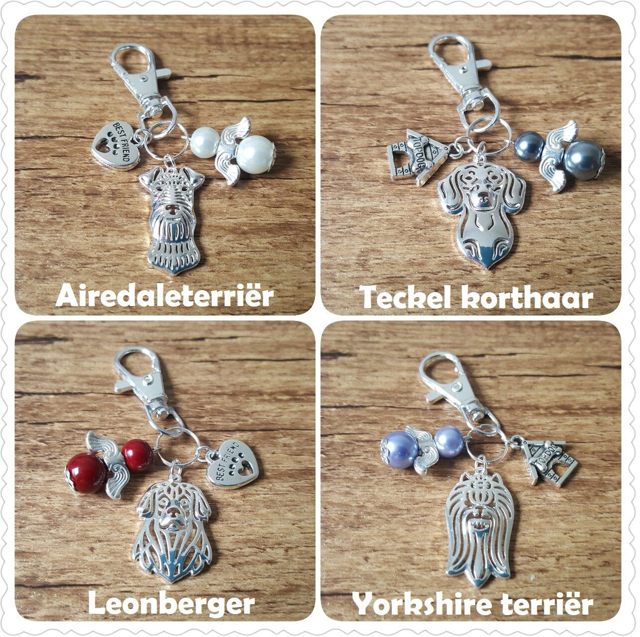 Sleutelhanger Finse lappenhond silver plated met guardian lucky angel NIEUW - Afbeelding 5