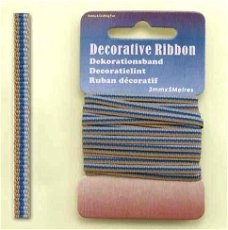 Decorative Ribbon 3mmx5mtr Multi Blue 12101-0120