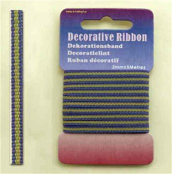 Decorative Ribbon 3mmx5mtr Multi Lime 12101-0121 - 0