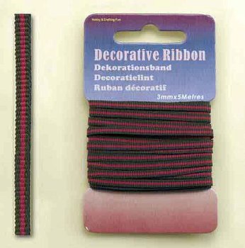 Decorative Ribbon 3mmx5mtr Multi Fuchsia 12101-0124 - 0