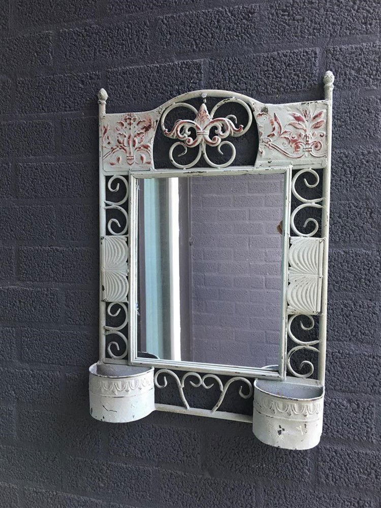 Prachtige wandspiegel in metaal wandornament, mintgreen - nr. 1