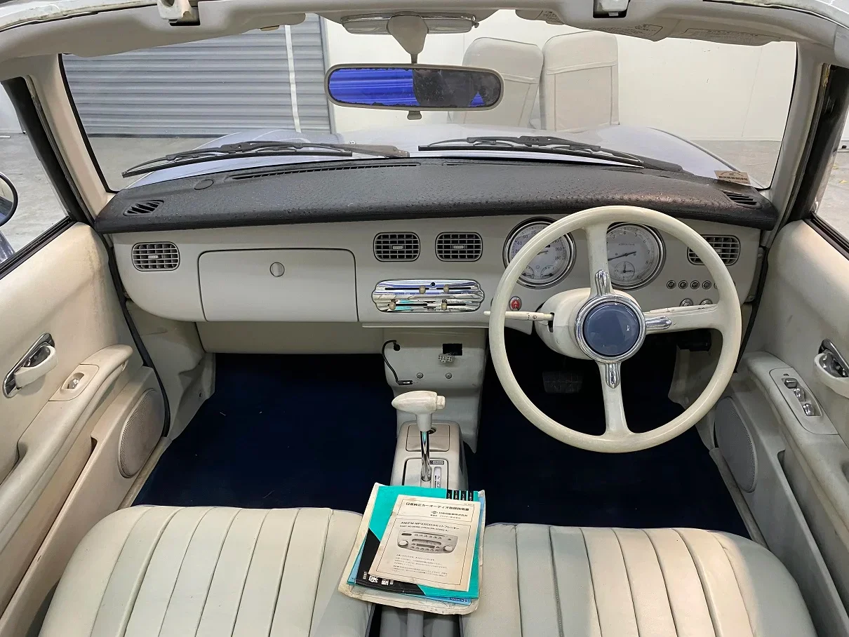 Hele mooie Nissan Figaro in Lapisgrijs vers uit Japan met 95000 km - Afbeelding 7