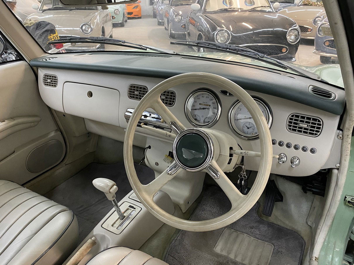 Hele mooie Nissan Figaro in Emerald Groen vers uit Japan met 67000km - Afbeelding 7
