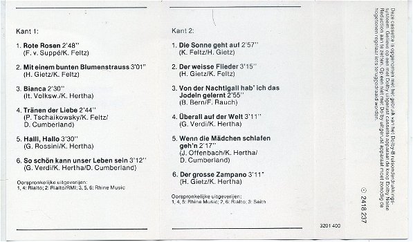 Freddy Breck Zijn grote successen 12 nrs cassette 1976 ZGAN - 3