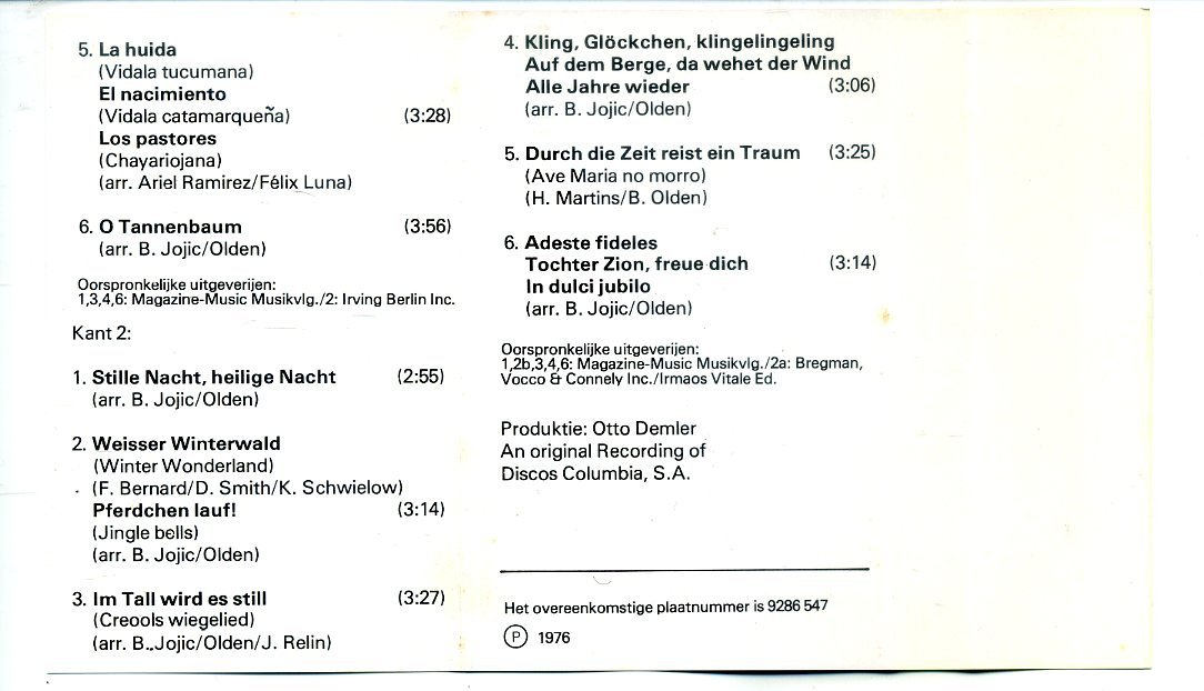 Kerstavond met Julio Iglesias 12 nrs cassette 1976 ZGAN - Afbeelding 3