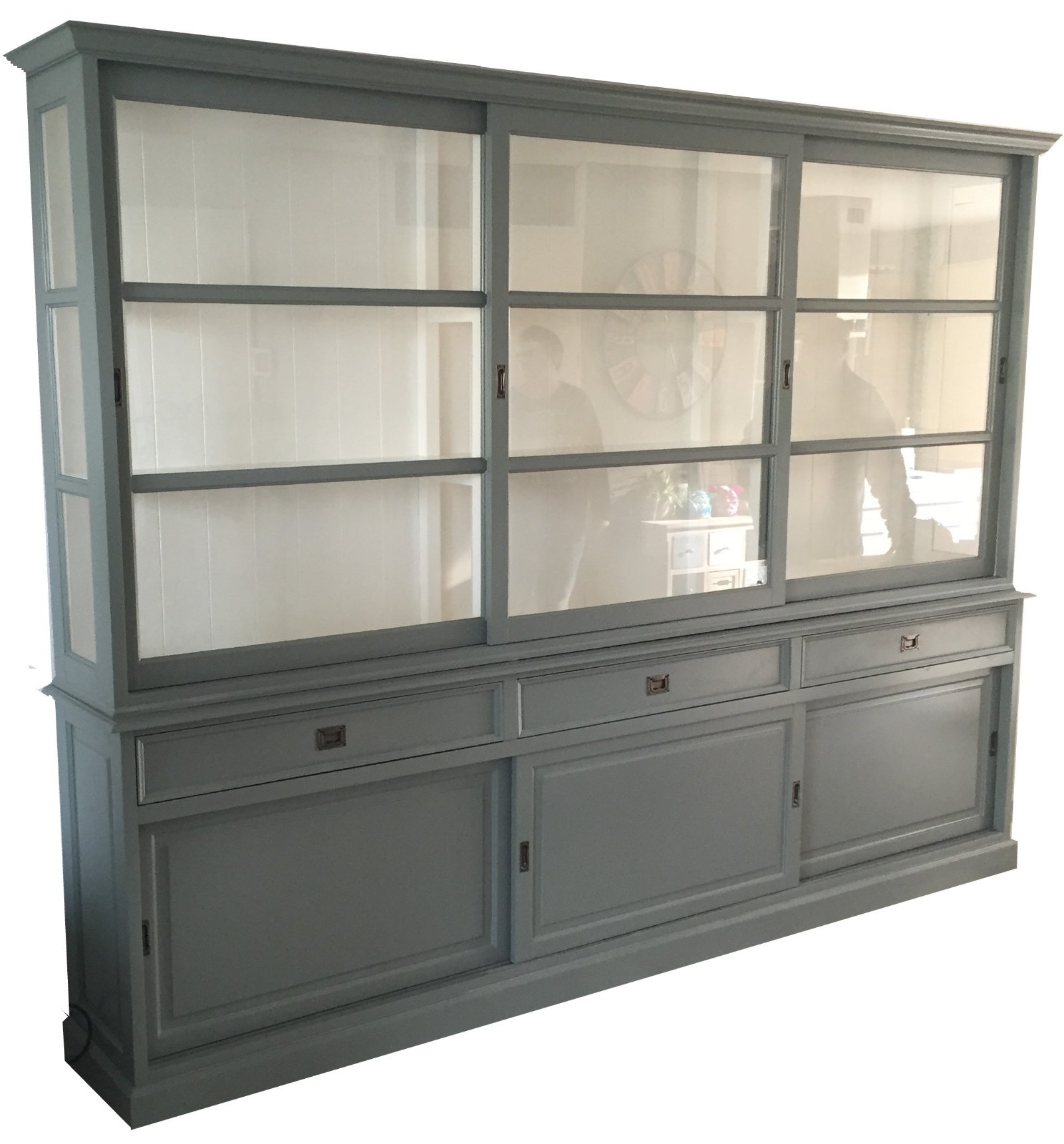 Buffetkast Sneek Engels groen - wit 300 x 50/40 x 220cm - nr. 1