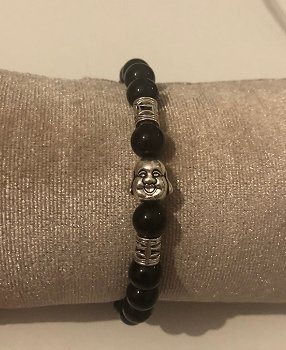 Natuurstenen armband zwart Boeddha - 0