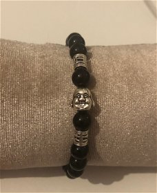 Natuurstenen armband zwart Boeddha 