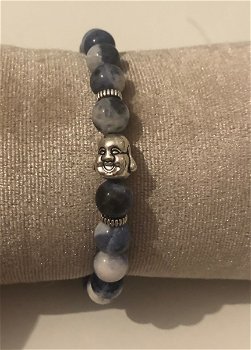 Natuurstenen armband blauw Boeddha - 0