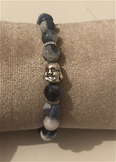 Natuurstenen armband blauw Boeddha 