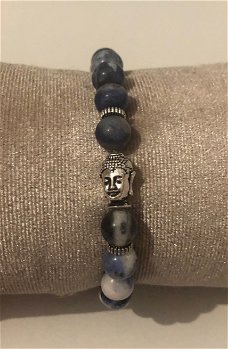 Armband natuursteen blauw Boeddha 