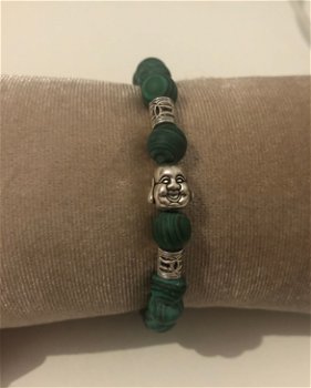 Armband natuursteen mat groen Boeddha - 0