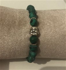 Armband natuursteen mat groen boeddha 