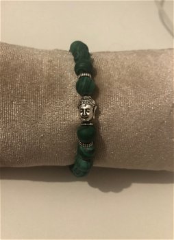 Armband natuursteen mat groen Boeddha - 0