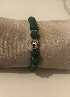 Armband natuursteen mat groen Boeddha 