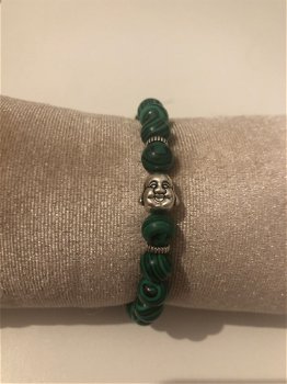 Armband natuursteen groen Boeddha - 0