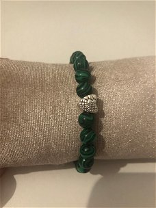 Armband natuursteen groen hartje 