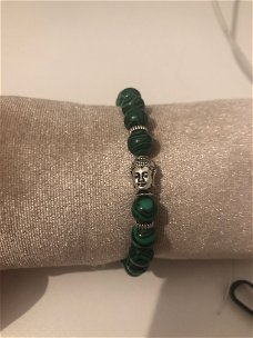 Armband natuursteen groen Boeddha 