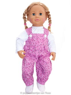 Chou Chou 42 cm Salopette setje bloem/roze/wit
