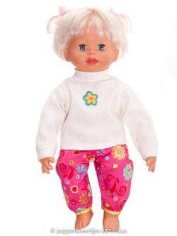 Pop 38 cm Bloem/roze/ecru setje