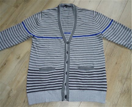 Grijs gestreept vest met knoopsluiting van WE (maat: XL). - 2