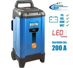Digitale acculader, snellader met starthulp 12/24 V verrijdbar 40A alle soorten accu's