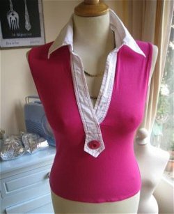 Top roze/wit - S