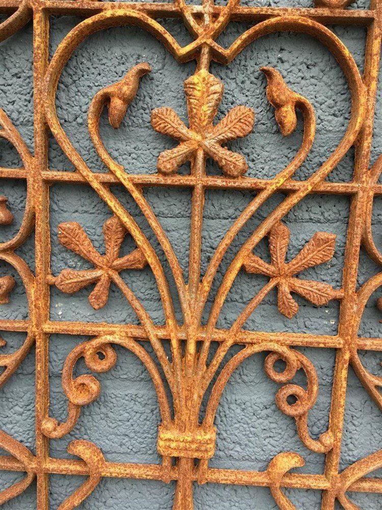 Cast iron deur-raam rooster, wandornament, smeedwerk. - Afbeelding 7