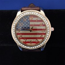 Amerikaans horloge met bruin bandje