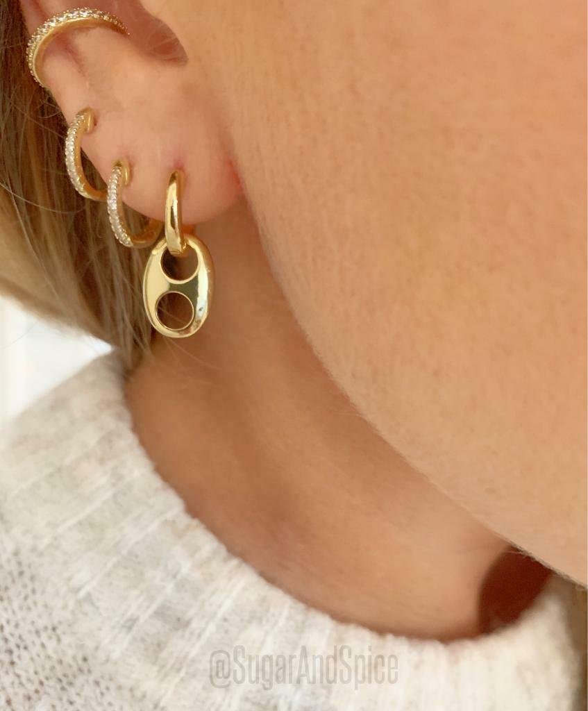 Mini petite rechthoek kleine hoop oorbellen creolen monaco - Afbeelding 2