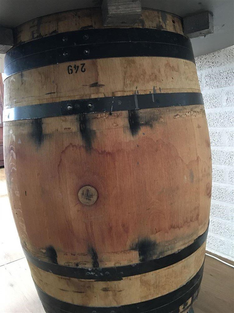 Wijnvat hout, origineel uit Frankrijk, als statafel! - Afbeelding 6