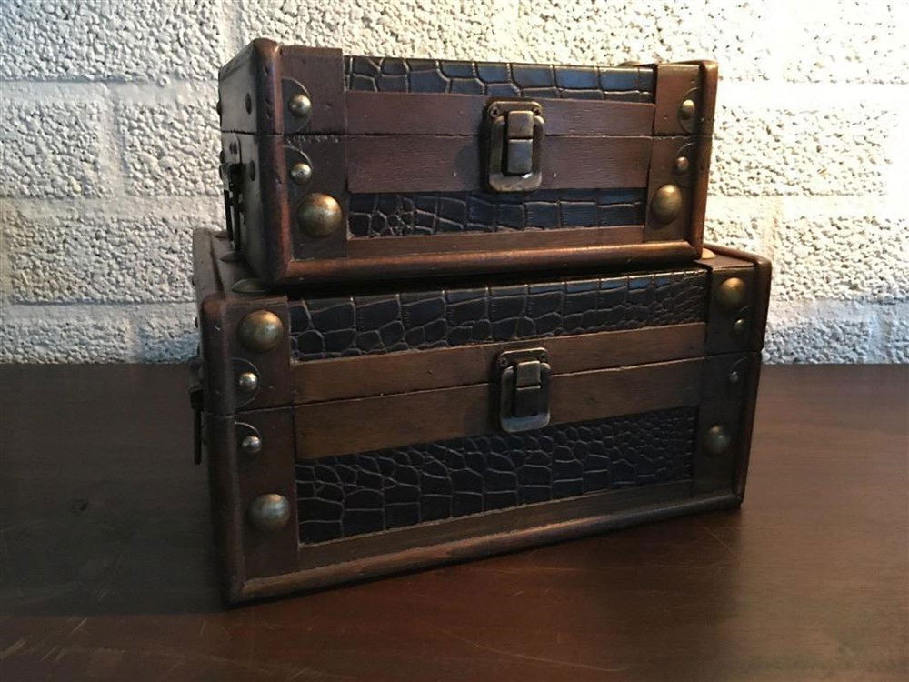1 houten kist, collectebus, hout en leer, prachtig - Afbeelding 6
