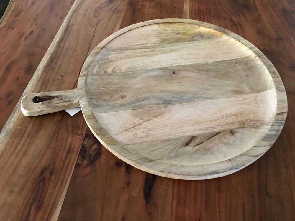 Dienblad-pizza XL met handvat, rustiek dienblad gemaakt - Afbeelding 4