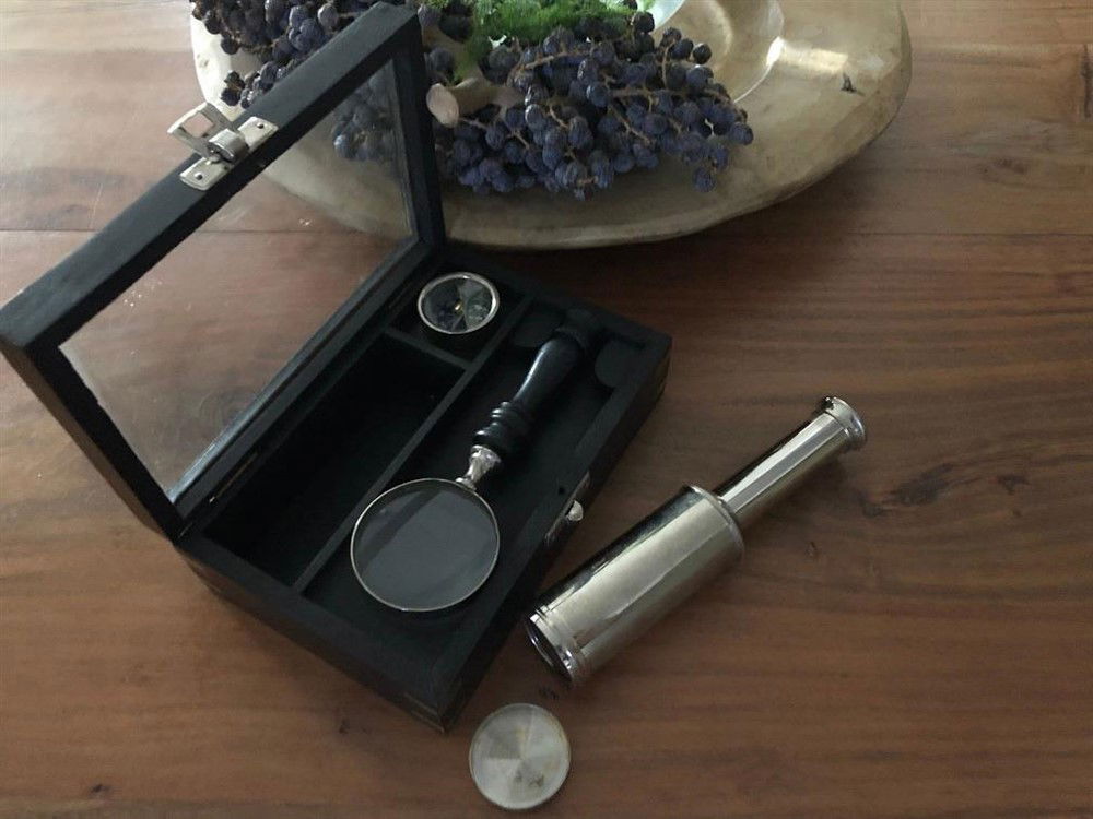 Gift set, kado set, verrekijker, vergrootglas-kompasin-glas - Afbeelding 3
