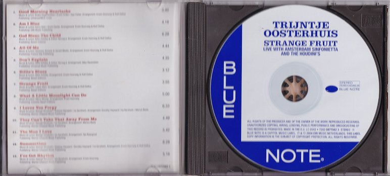 TRIJNTJE OOSTERHUIS - Strange fruit Label: BLUE NOTE 7243 597756 2 3 - 1