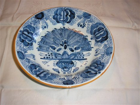 Delfts blauw bord - pauw - delft - doorsnede 17 cm . - 0